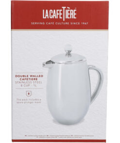 La Cafetière hopeanvärinen kaksoisseinäinen eristetty kahdeksan kupin kahvinkeitin - 1 litra - Image 6